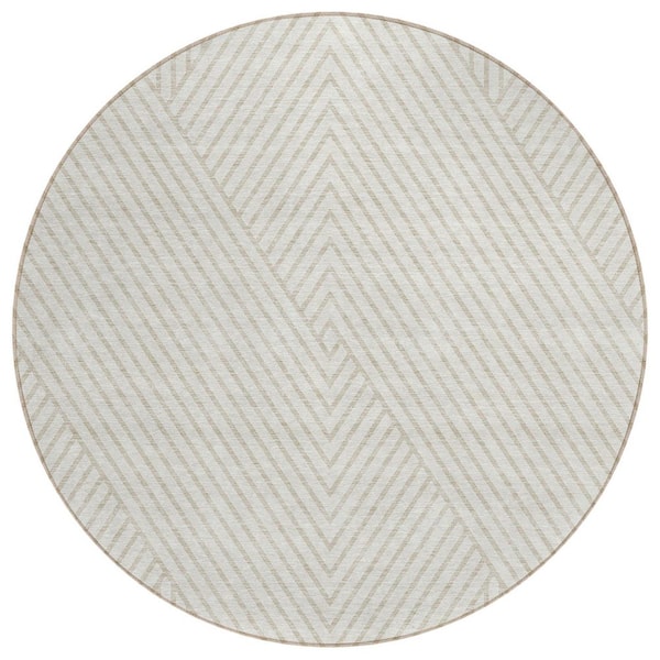 Chantille Machine Washable Indoor/Outdoor Abstract ACN937 Ivory 8 ft. x 8 ft. Area Rug