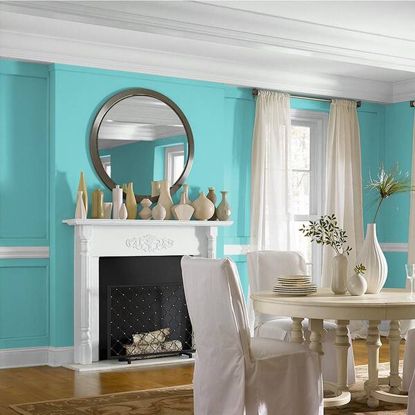 BEHR PREMIUM PLUS 8 oz. P460 3 Soft Turquoise Flat Interior Exterior Paint Primer Color Sample B310416