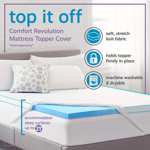 Comfort Revolution 3 In Reversible Convoluted King Size Memory Foam Mattress Topper F02 Kg0 The Home Depot