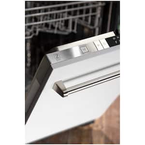 24 in. Top Control 6-Cycle Compact Dishwasher with 2 Racks in White Matte and Traditional Handle