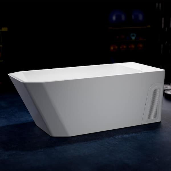 77 in. x 31.5 in. Cold Plunge Freestanding Bathtub 2 Jets Ice Bath W/ Ozone Sterilization - Chiller - Heater in White