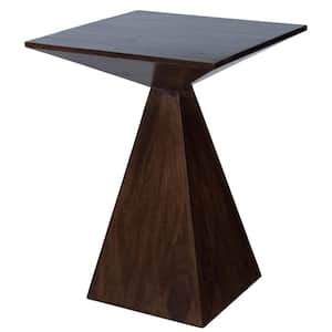 Titus 18 in. Dark Brown Triangle Wood Modern End Table