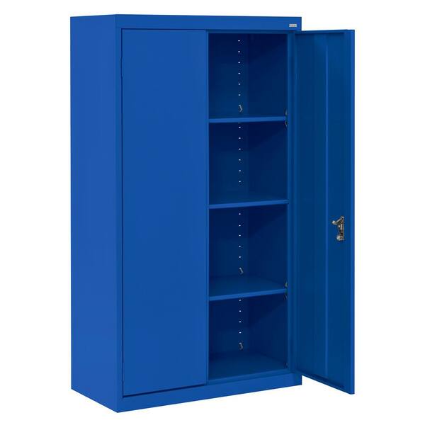 Sandusky System Series 64 in. H x 30 in. W x 18 in. D Blue Double Door Storage Cabinet with Adjustable Shelves
