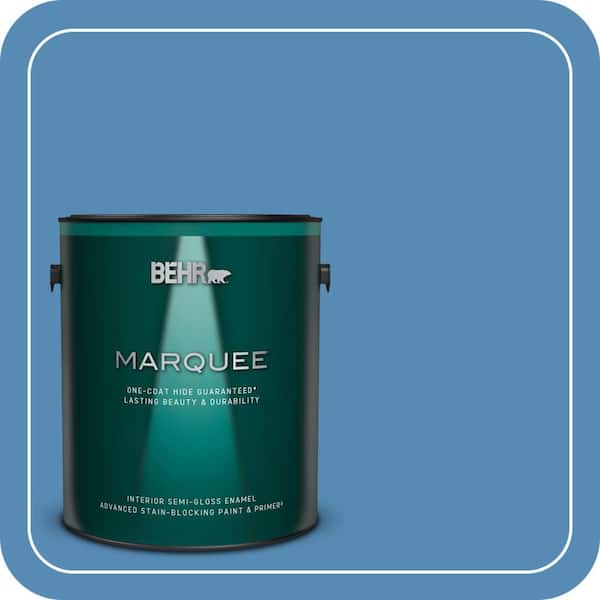 BEHR MARQUEE 1 gal. #M520-5 Alpha Blue One-Coat Hide Semi-Gloss Enamel Interior Paint & Primer