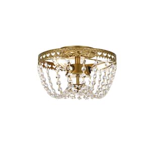 Timless Home 10 in. 3-Light Contemporary Brass Flush Mount with No Bulbs Included