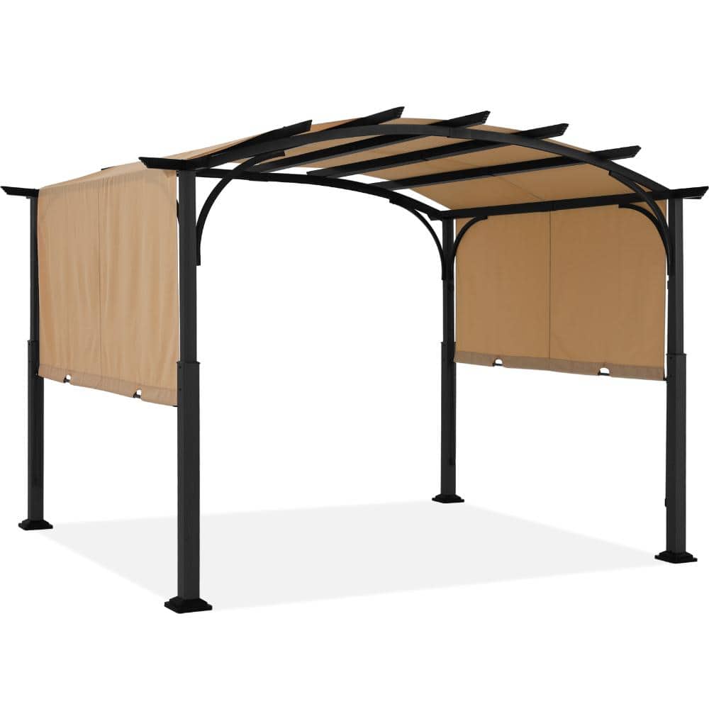 10 ft. x 12 ft. Steel Outdoor Pergola with Arched Top and Adjustable Beige Canopy price history on PriceWatchPro