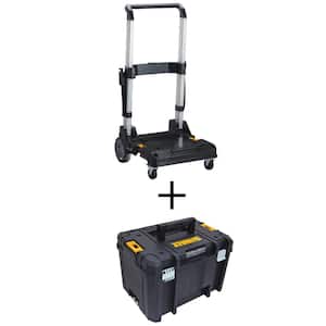 TSTAK Stackable Utility Cart Trolley and TSTAK VI 17 in. Stackable Deep Tool Storage Box