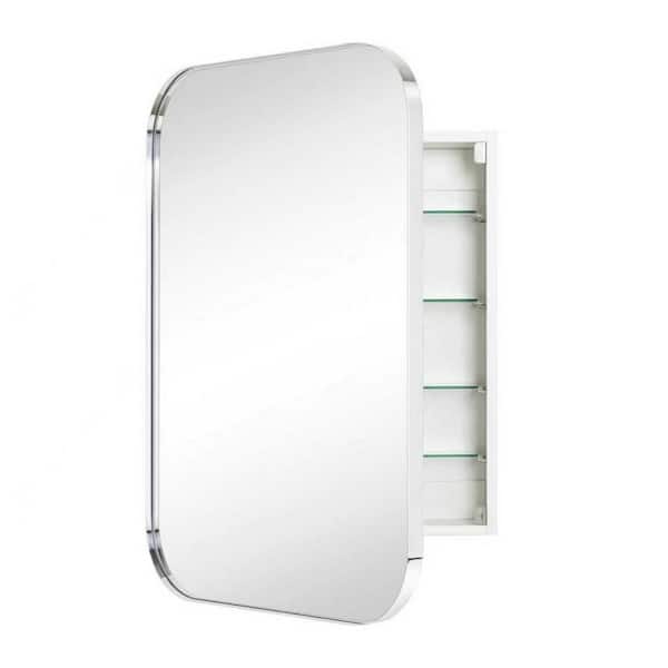 22 in. W x 30 in. H Rectangular Recessed and Surface Metal Framed Medicine Cabinet with Mirror in Chrome