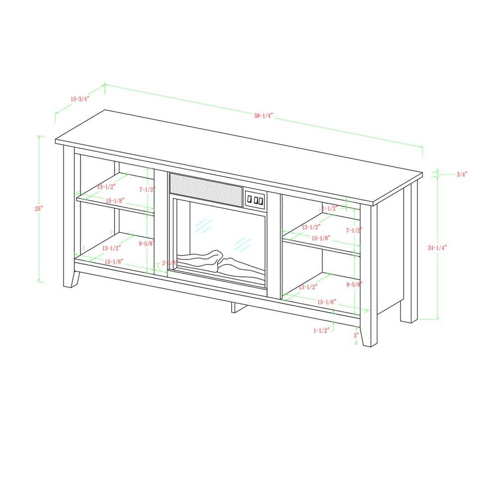 Espresso 58" LED Fireplace Media Stand with Adjustable Shelves