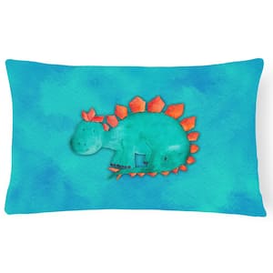 12 in. x 16 in. Multi-Color Outdoor Lumbar Throw Pillow Stegosaurus Watercolor