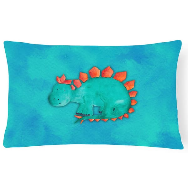 Caroline's Treasures 12 in. x 16 in. Multi-Color Outdoor Lumbar Throw Pillow Stegosaurus Watercolor