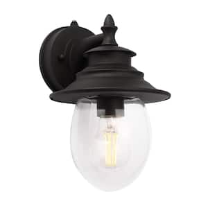 10.25 in. Black Dusk to Dawn Outdoor Hardwired Wall Lantern Scone with No Bulbs Included