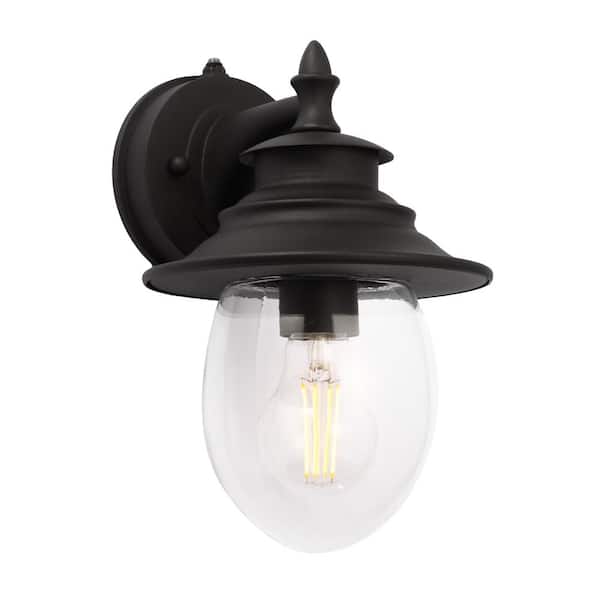 ZACHVO 10.25 in. Black Dusk to Dawn Outdoor Hardwired Wall Lantern Scone with No Bulbs Included