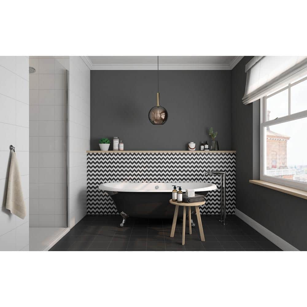 Casablanca 8" x 8" Matte Black and White Ceramic Tile