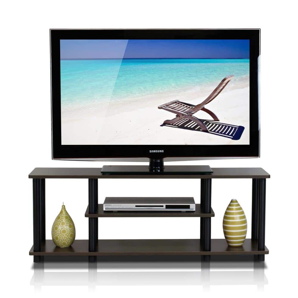 Columbia Walnut and Black 3-Tier Corner TV Stand for 50" TVs