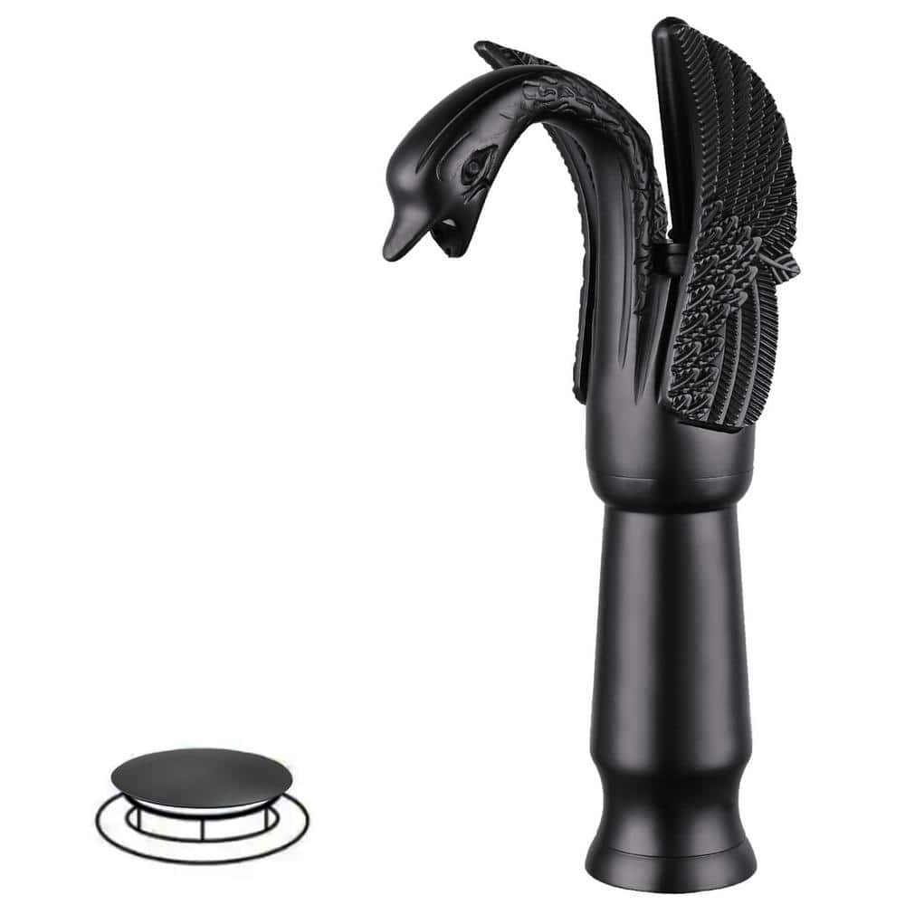 Matte Black Swan Shape Single Handle Vessel Sink Faucet