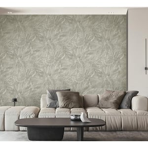 Aspen Sterling Grey Leaf Wallpaper Sample