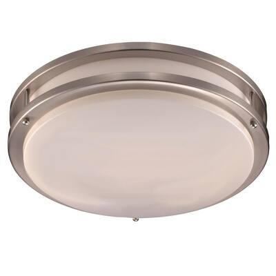 White Acrylic Shade Led 10261 Bn, Bathroom Ceiling Light Fixtures Brushed Nickel
