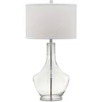 Mercury 33 in. Clear Glass Urn Table Lamp with White Shade