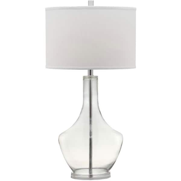 SAFAVIEH Mercury 33 in. Clear Glass Urn Table Lamp with White Shade