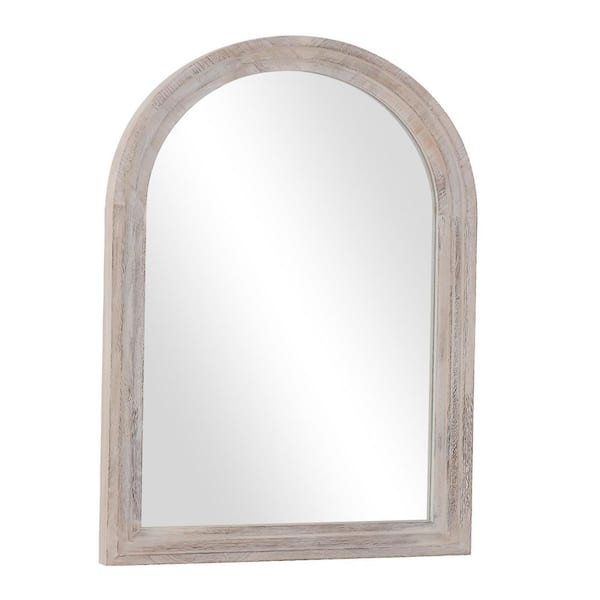 White 30 in. W x 40 in. H Arched Wood Framed Wall Mirror