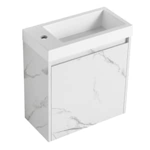 20 in. W Plywood Floating Wall-Mounted Bathroom Vanity with White Resin Single Sink, Soft-Close Cabinet Door, White