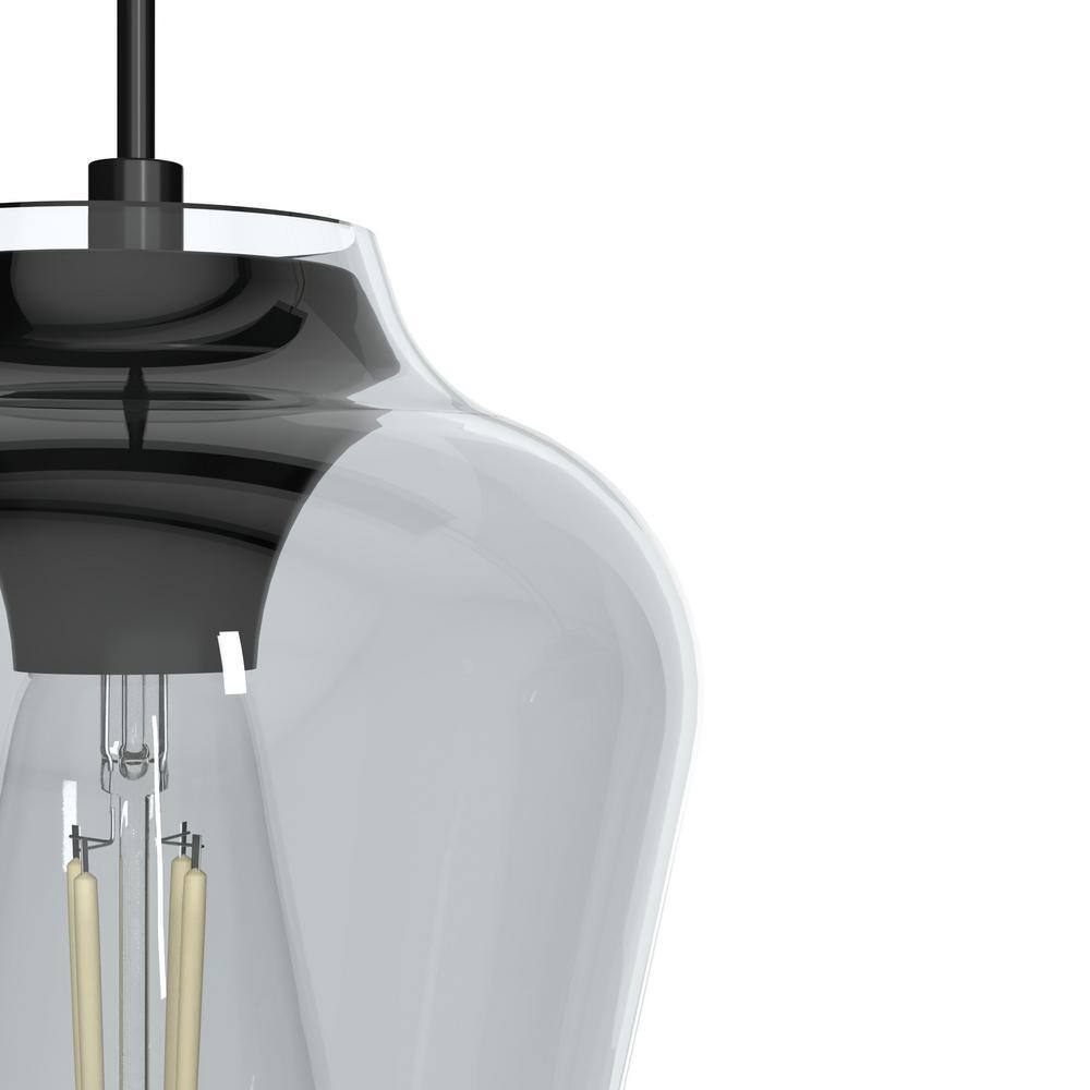 Vidria Matte Black 7.25" Mini Pendant Light with Vase-Shaped Glass
