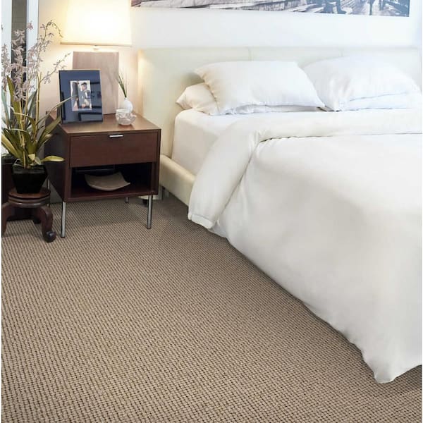 Quintessence Walnut Brown 13.2 ft. 55 oz. Wool Berber Installed Carpet