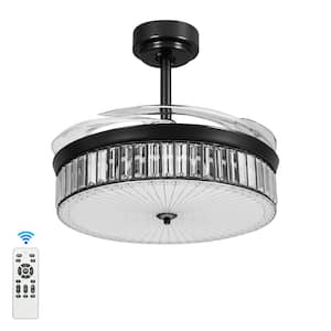 42 In 6 Speed Retractable Crystal LED Indoor LightsCeiling Fan with Remote