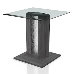 Ruban Gray Glass Top End Table