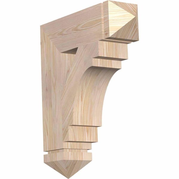 Ekena Millwork 5.5 in. x 26 in. x 22 in. Douglas Fir Merced Arts and Crafts Smooth Bracket