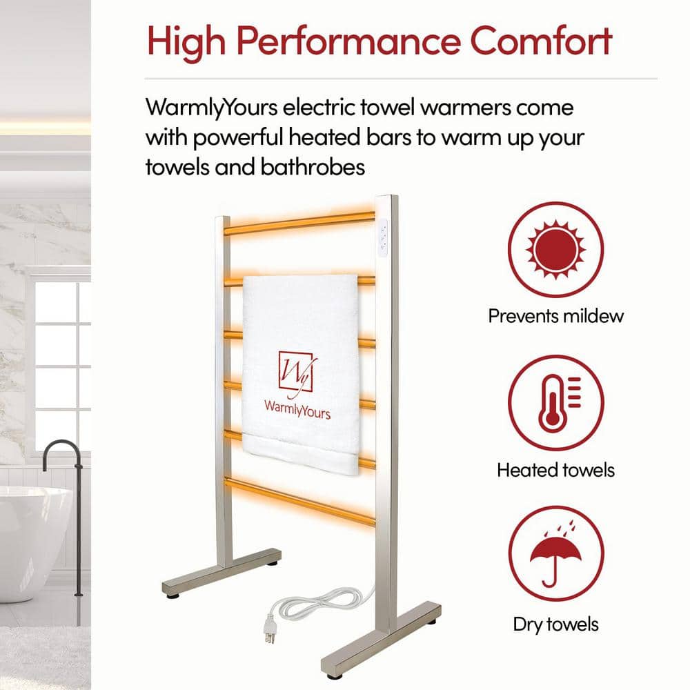 Ibiza Polished Stainless Steel Freestanding 6-Bar Towel Warmer