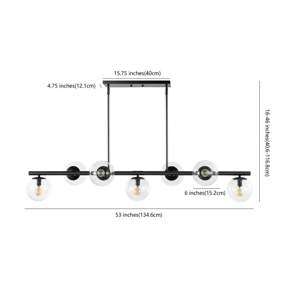 Luca Parisian Black Iron 7-Light Linear LED Pendant