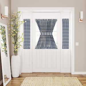 Buffalo Check 54 in. W x 40 in. L Polyester/Cotton Light Filtering Door Panel and Tieback in Navy