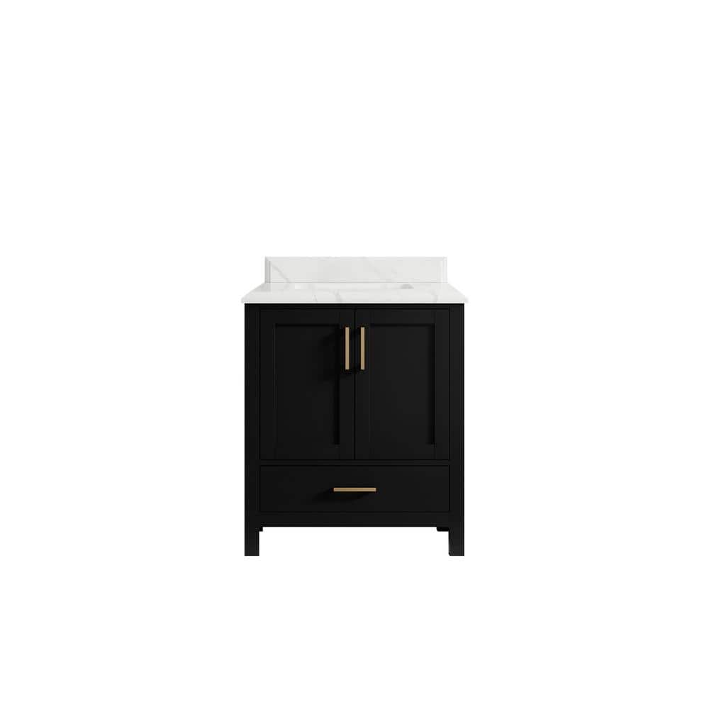 Malibu 30 in. W x 22 in. D x 36 in. H Single Sink Bath Vanity Center in Black with 1.5 in. Calcutta Laza Top price history on PriceWatchPro