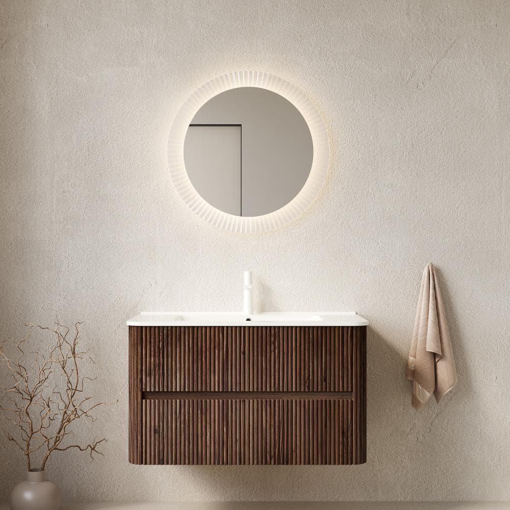 36 in.Single Sink Deep Walnut Floating Bathroom Vanity,White Top&Ceramic Basin,2 Soft-close Drawers price history on PriceWatchPro