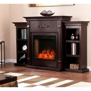 Bettram Alexa-Enabled 70.25 in. Bookcase Electric Smart Fireplace in Classic Espresso