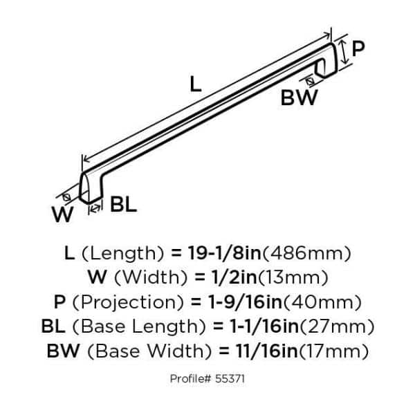 Brushed Nickel 19-Inch Modern Appliance Pull with Mounting Hardware