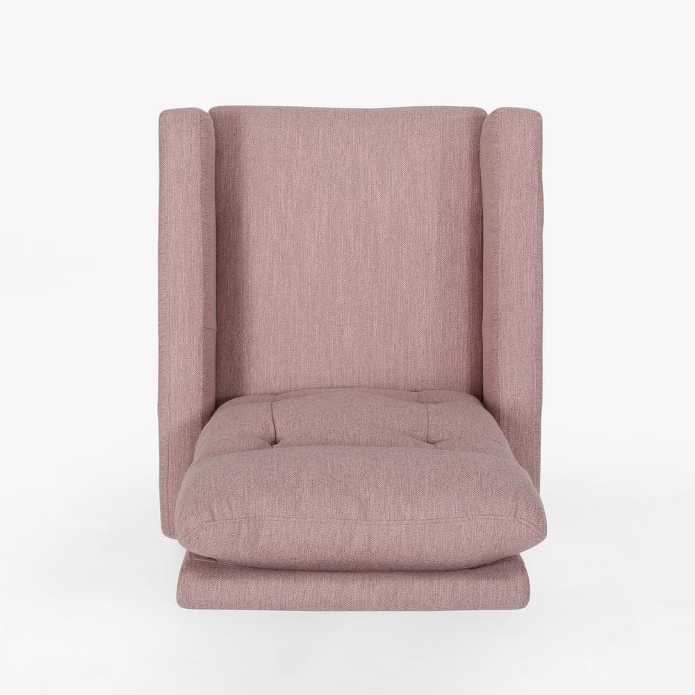 Handcrafted Light Pink Fabric Swivel Glider Recliner