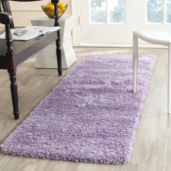 California Shag Lilac 2 ft. x 9 ft. Solid Runner Rug
