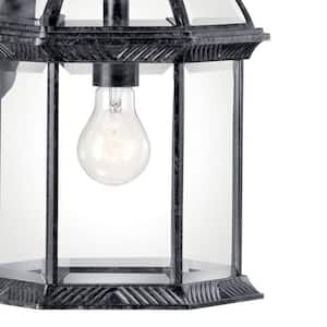 Barrie 18.75 in. 1-Light Black Outdoor Hardwired Wall Lantern Sconce with No Bulbs Included (1-Pack)