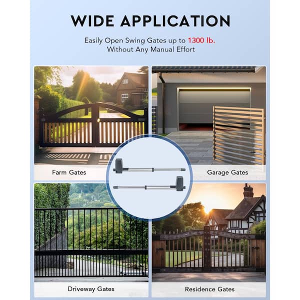 DOORADO Dual Swing Automatic Gate Openers for Doors up to 1300 lbs. 20 ft. with Remote Complete Kit