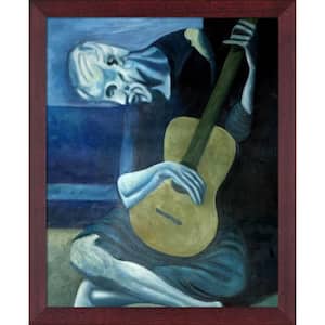 The Old Guitarist by Pablo Picasso Open Grain Mahogany Framed People Oil Painting Art Print 18.5 in. x 22.5 in.