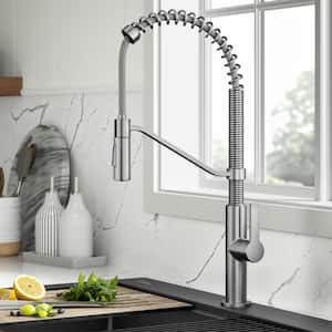 Oletto Transitional Commercial Style Pull-Down Single Handle Kitchen Faucet in Spot-Free Stainless Steel