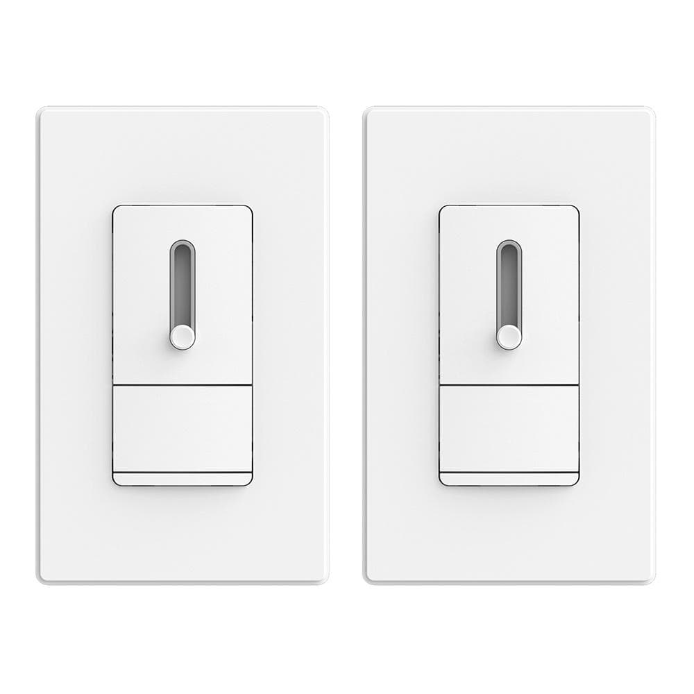 ELEGRP Slide Dimmer Switch for Dimmable LED ,CFL,Incandescent Bulbs ,Single  Pole/ 3-Way,Wall Plate Included, White (2-Pack) DM17-WH2 The Home Depot