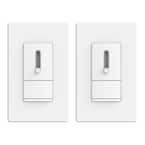 Slide Dimmer Switch for Dimmable LED ,CFL,Incandescent Bulbs ,Single Pole/ 3-Way,Wall Plate Included, White (2-Pack)
