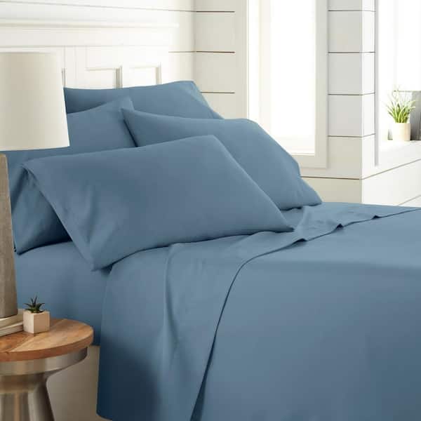 Southshore Fine Linens Vilano Series 21 in. Extra-Deep Pocket 6-Piece Coronet Blue King Microfiber Sheet Set