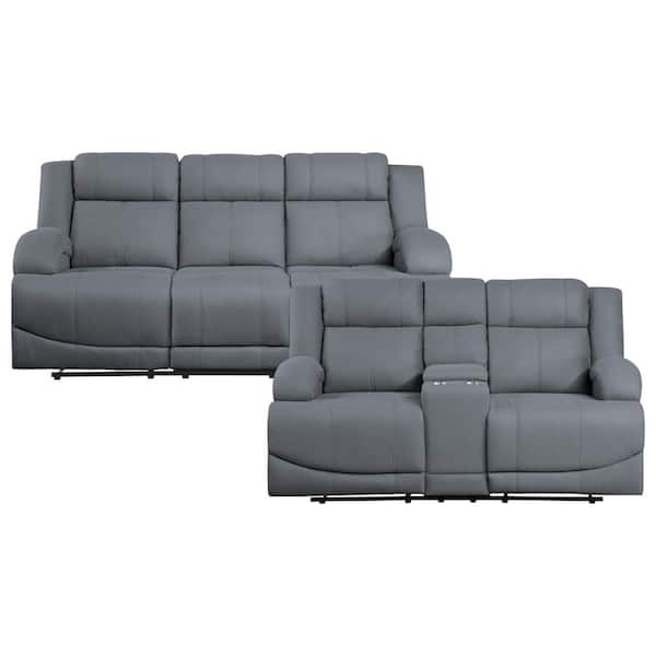 EVERGLADE HOME Darcel 152 in. W Round Arm Microfiber Rectangle Sofa in Blue with 5-Seats