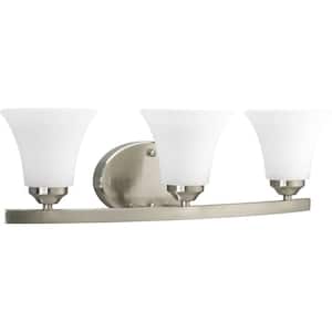 Adorn Collection 3-Light Brushed Nickel Etched Glass Traditional Bath Vanity Light