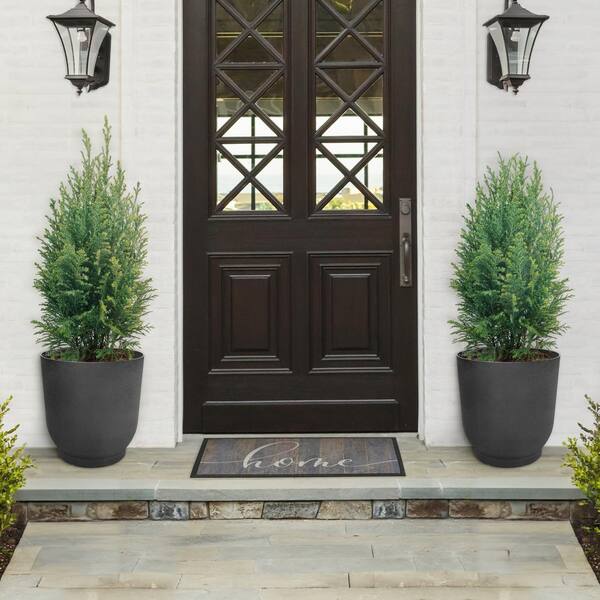 20 in. Florencia Black Indoor/Outdoor Recycled Rubber Large Round Planter, (2-pack)